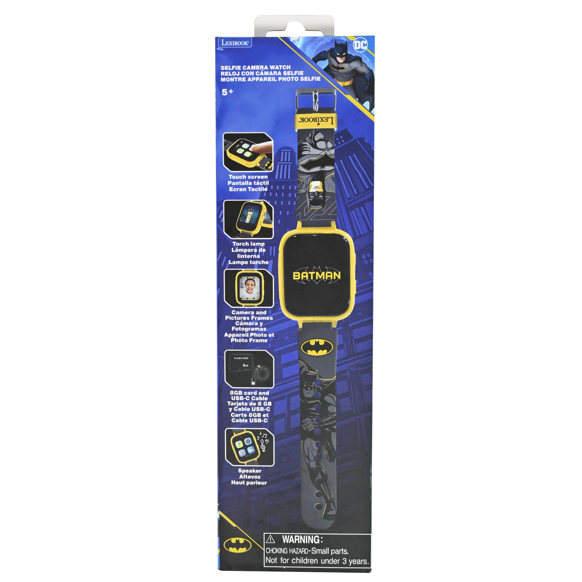 Batman Camera Digital Watch with touchscreen, torch lamp, and 8GB memory card in black and yellow