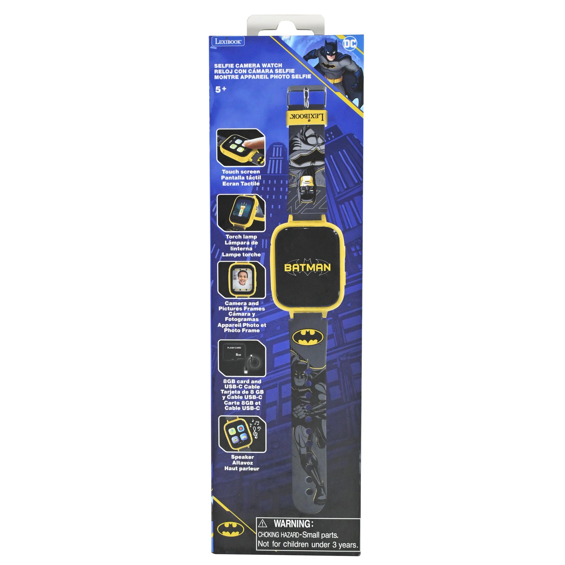 Batman Camera Digital Watch with touchscreen, torch lamp, and 8GB memory card in black and yellow