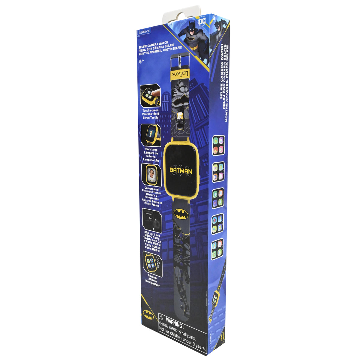 Batman Camera Digital Watch with black and yellow design, featuring built-in camera and 8GB memory