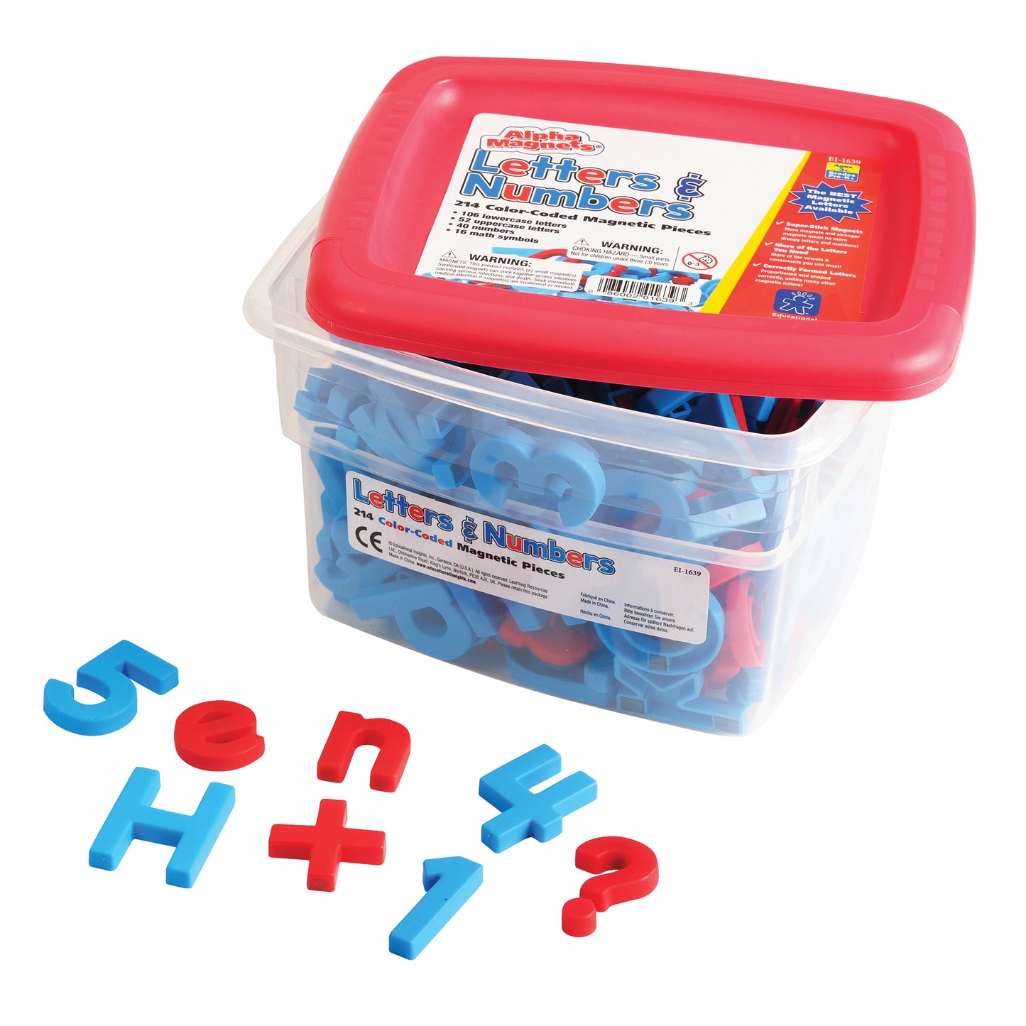 Educational Insights AlphaMagnets & MathMagnets - Color-Coded Set - 214 Pieces