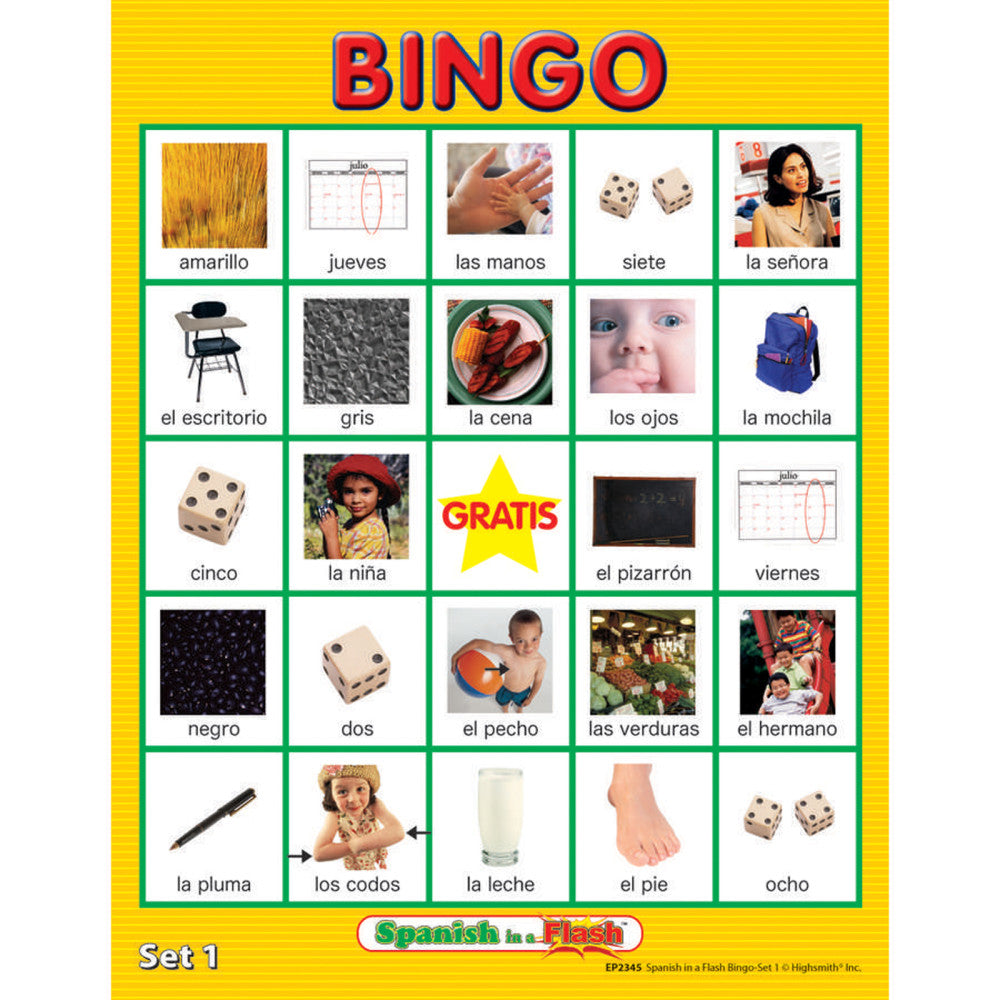 Edupress Spanish in a Flash Bingo Game Set 1 - Educational Learning Toy