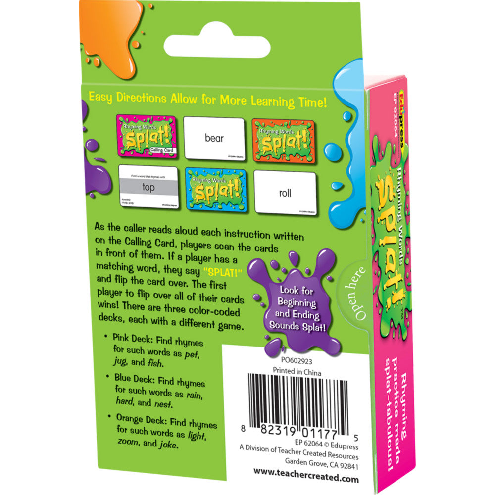 Teacher Created Resources Rhyming Words Splat Game - Color-Coded Decks