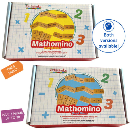 Extasticks Mathomino Plus & Minus Wooden Math Domino Game