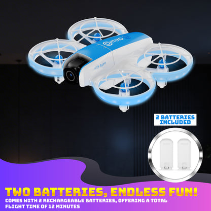 Contixo F15 Astro mini drone blue and white with 720P camera and 2 rechargeable batteries