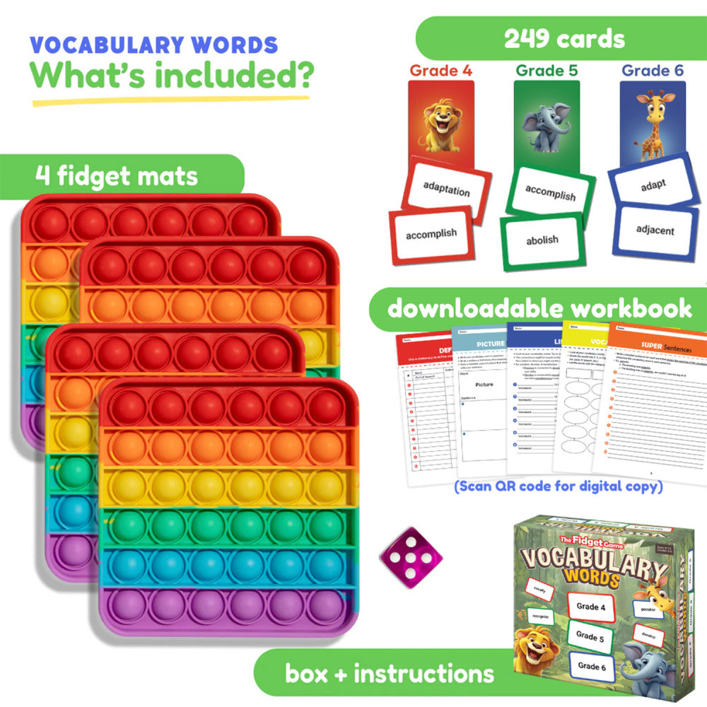 Fidget Vocabulary Explorer Game - Interactive Learning for Ages 8-12