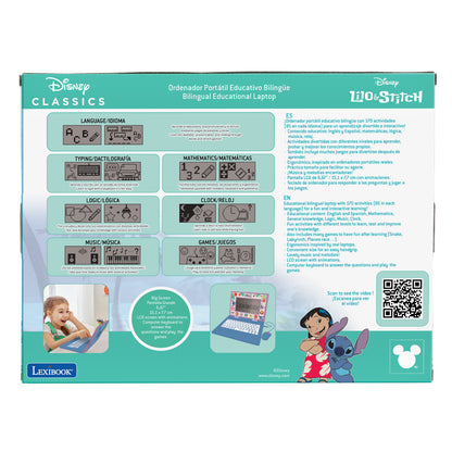 Lexibook Disney Stitch Bilingual Educational Laptop, 170 Activities, Blue