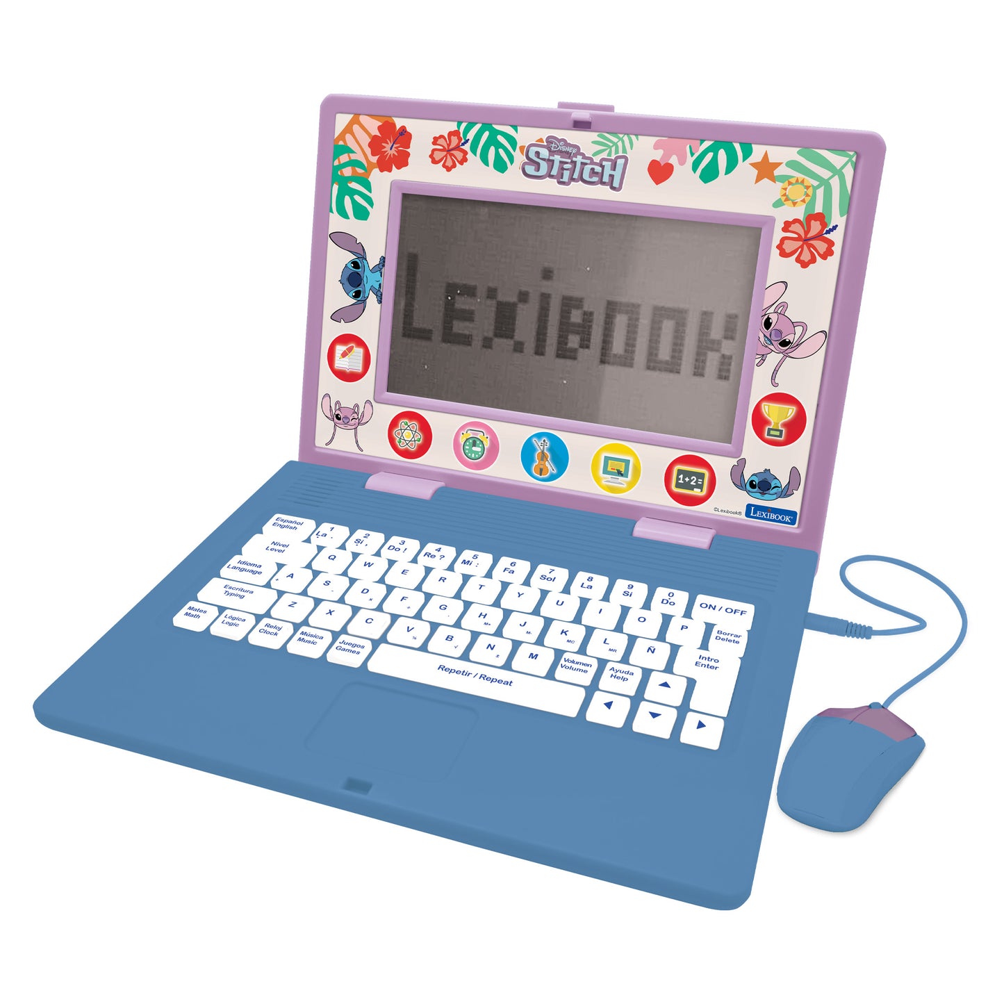 Lexibook Disney Stitch Bilingual Educational Laptop, 170 Activities, Blue