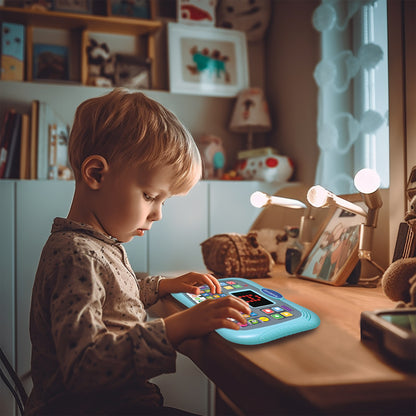 LEXIBOOK ABC bilingual talking educational tablet with touch panel and LED display to illustrate interactions with the game in English and Spanish