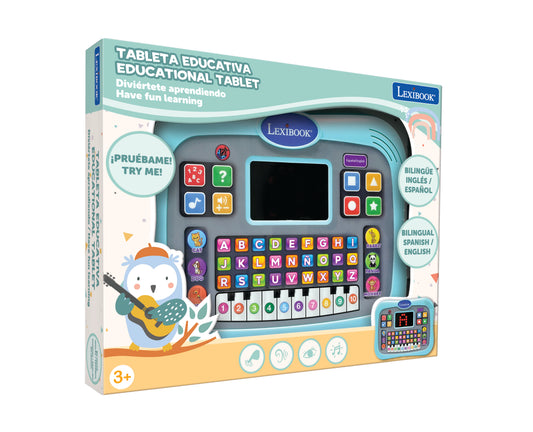 LEXIBOOK ABC bilingual talking educational tablet with touch panel and LED display to illustrate interactions with the game in English and Spanish