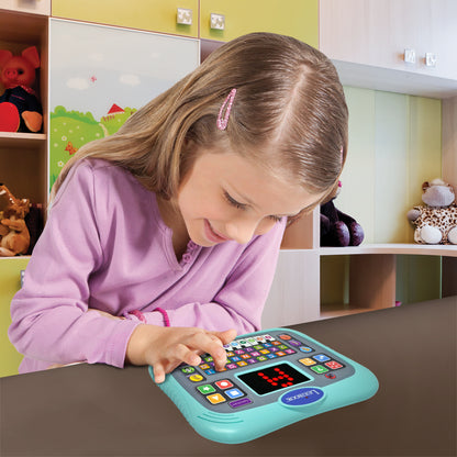 LEXIBOOK ABC bilingual talking educational tablet with touch panel and LED display to illustrate interactions with the game in English and Spanish