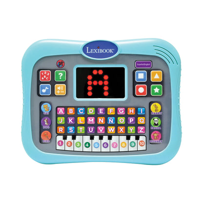 LEXIBOOK ABC bilingual talking educational tablet with touch panel and LED display to illustrate interactions with the game in English and Spanish