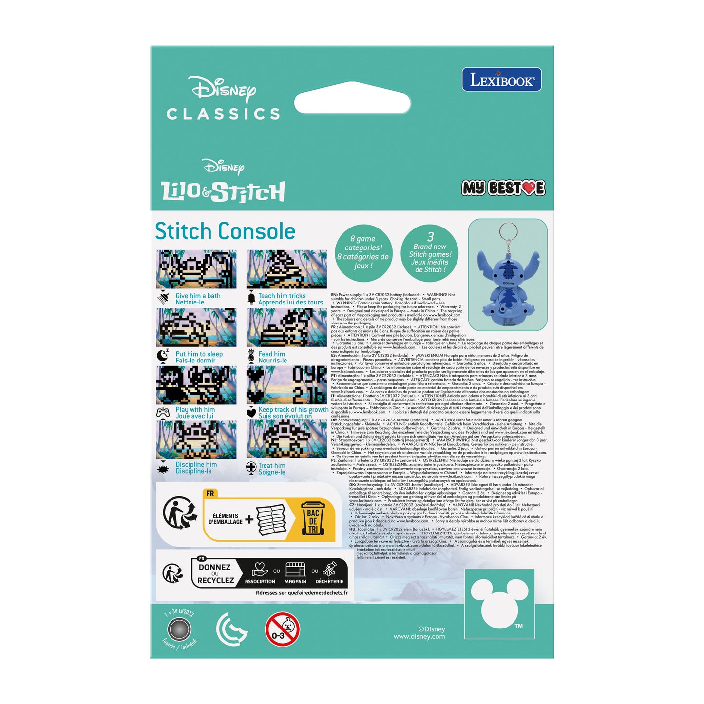 Disney Stitch My Best-E® console with LCD screen including 3 games from Disney Stitch universe