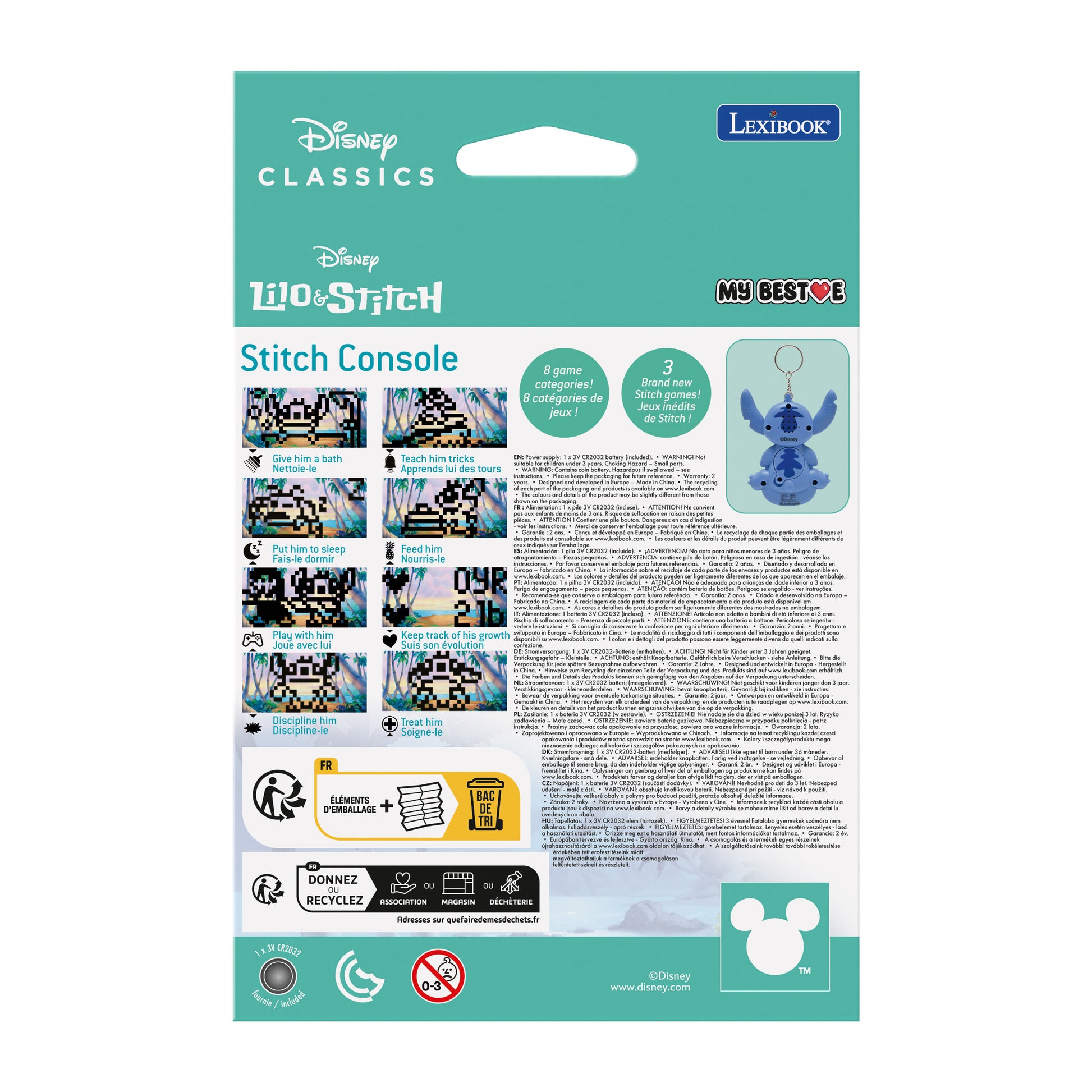 Disney Stitch My Best-E® console with LCD screen including 3 games from Disney Stitch universe