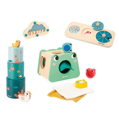 Janod Sensory Exploration Toy Box - 4 Toys for 12 Months & Up