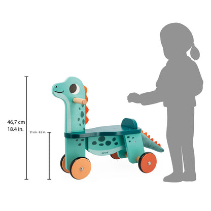 Janod Dino - Ride On Dino Portosaurus - Whimsical Wooden Steed