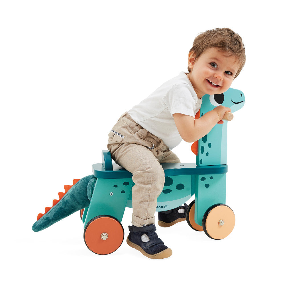 Janod Dino - Ride On Dino Portosaurus - Whimsical Wooden Steed