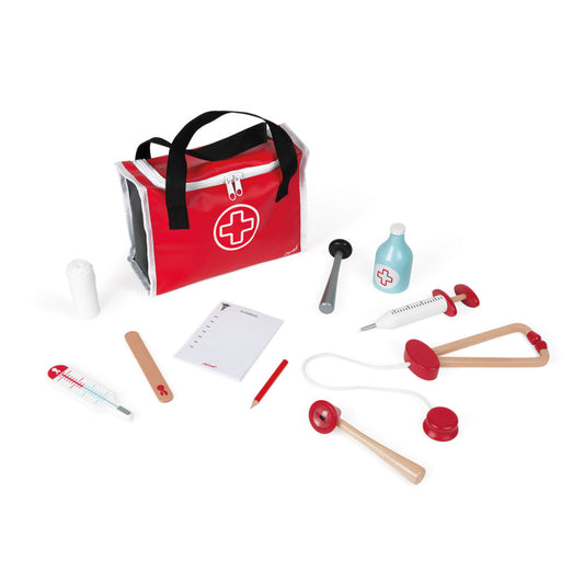 Janod 10-Piece Wooden Doctor's Suitcase Playset