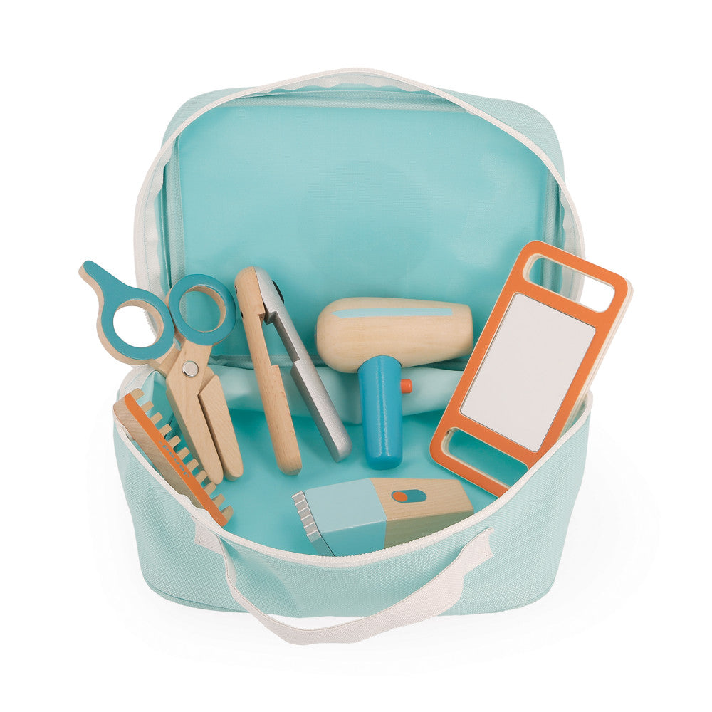 Janod 6-Piece Hairdresser Play Set – Vibrant Blue/Orange
