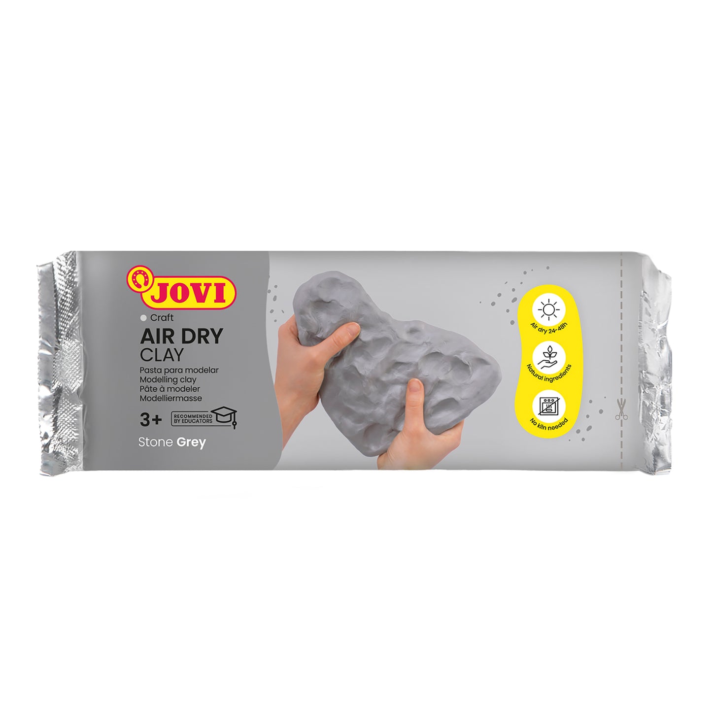 JOVI Crafting Air Dry Clay - Grey 1.1lb Bar, Pack of 3