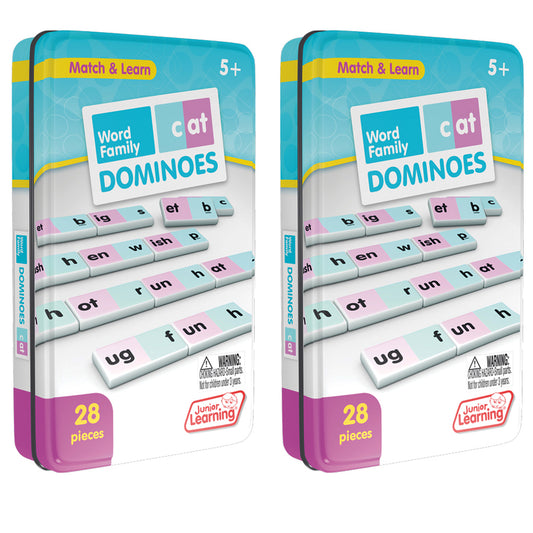 Junior Learning Word Family Dominoes - Educational Set for Kids - 2 Packs