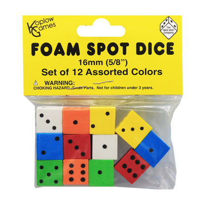 Koplow Games Colorful 16mm Foam Dice - 72 Pack Assortment