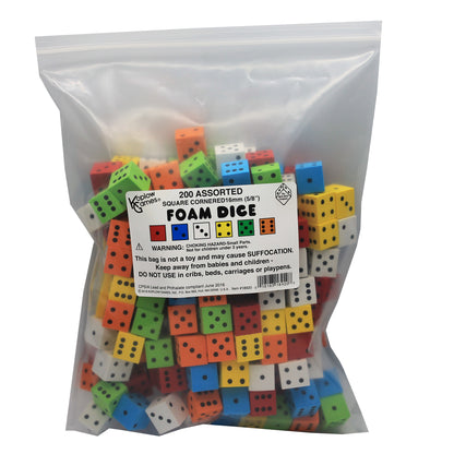 Koplow Games Multi-Color Foam Spot Dice Set, 16mm - 200 Pack