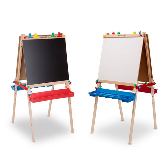 Melissa & Doug Deluxe Adjustable Wooden Art Easel for Kids - Double-Sided Board