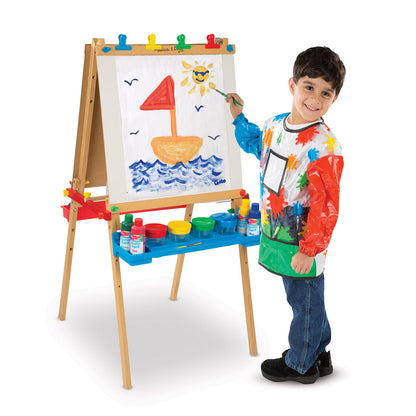Melissa & Doug Deluxe Adjustable Wooden Art Easel for Kids - Double-Sided Board