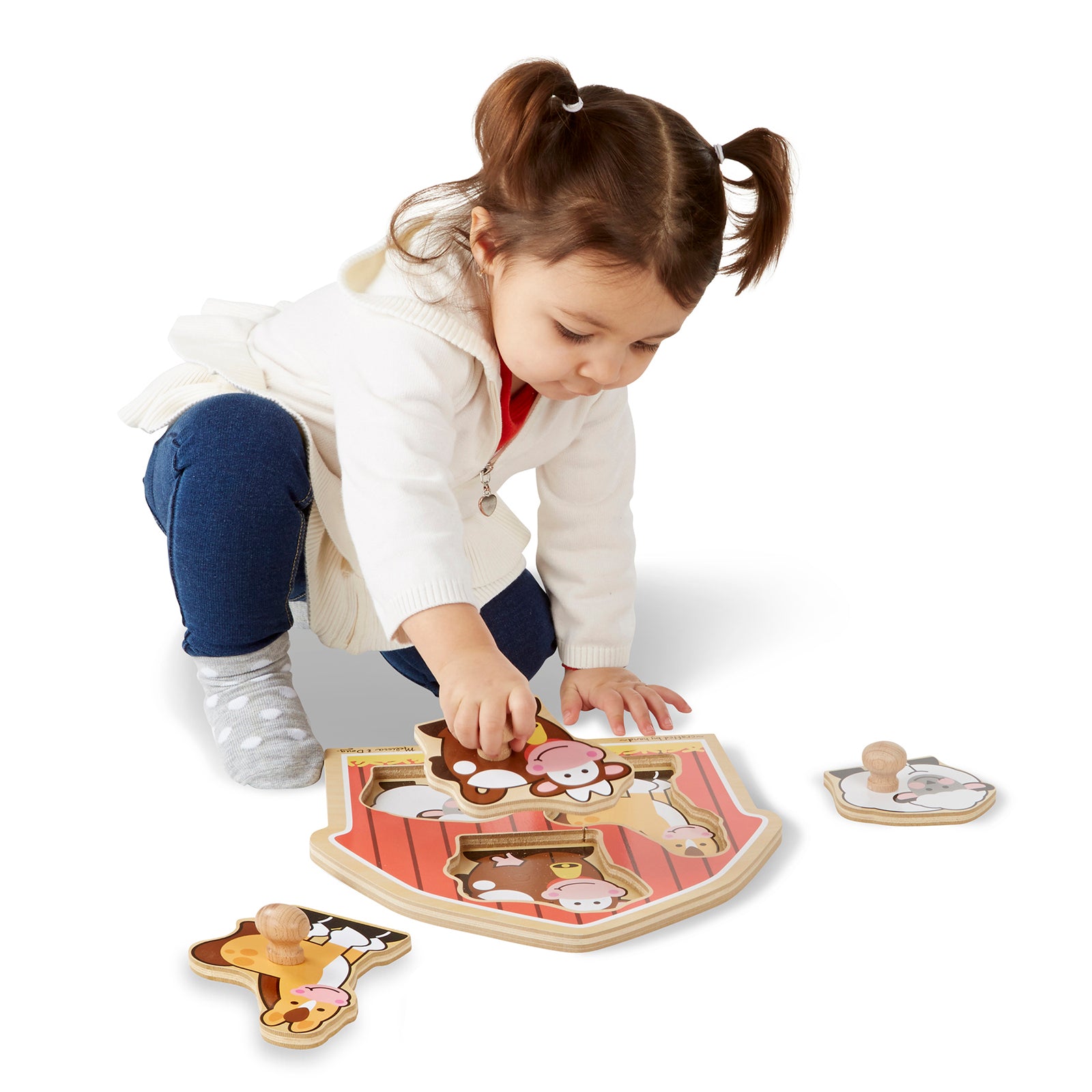 Melissa & Doug Barnyard Animals 3 pc Wooden Peg Puzzle