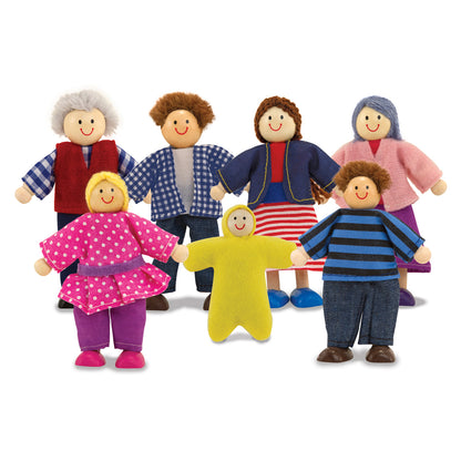 Melissa & Doug 7-Piece Poseable Wooden Doll Family Set