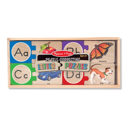 Melissa & Doug Alphabet Adventure Wooden Puzzle - Self-Correcting Letter Pieces