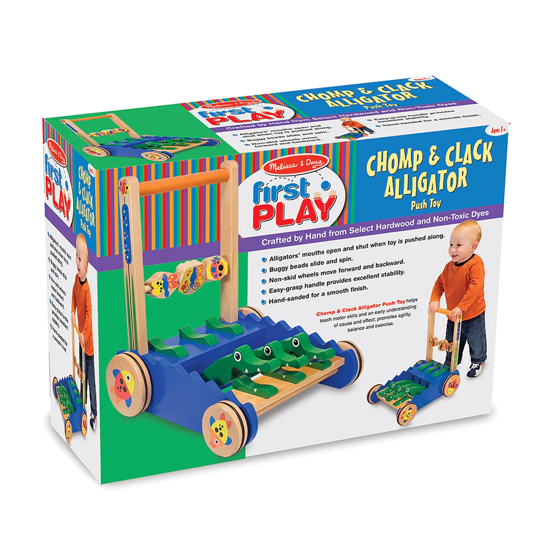 Melissa & Doug Chomp and Clack Alligator Push Toy – Colorful Movement
