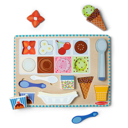 Melissa & Doug Magnetic Ice Cream Puzzle Set - Interactive Wooden Toy