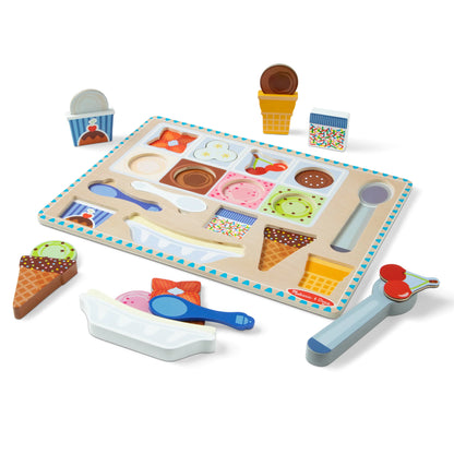Melissa & Doug Magnetic Ice Cream Puzzle Set - Interactive Wooden Toy