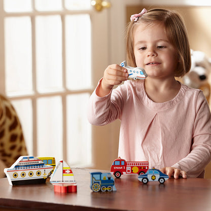 Melissa & Doug Chunky Vehicles Wooden Puzzle - 9 pc