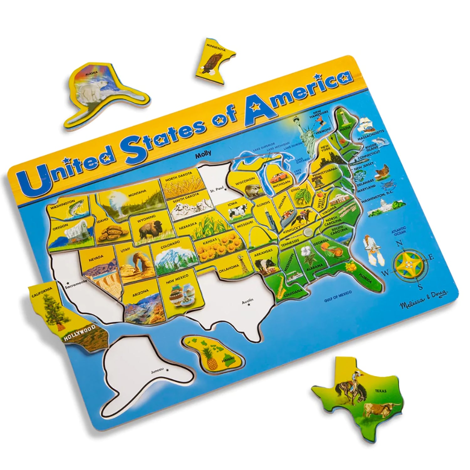 Melissa & Doug U.S.A. Map Wooden Puzzle - 45 Pieces - Interactive Geography Learning