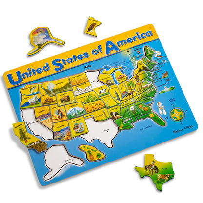 Melissa & Doug U.S.A. Map Wooden Puzzle - 45 Pieces - Interactive Geography Learning