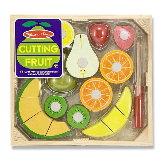 Melissa & Doug 17-Piece Wooden Cutting Fruit Set – Play Food Kitchen Accessory