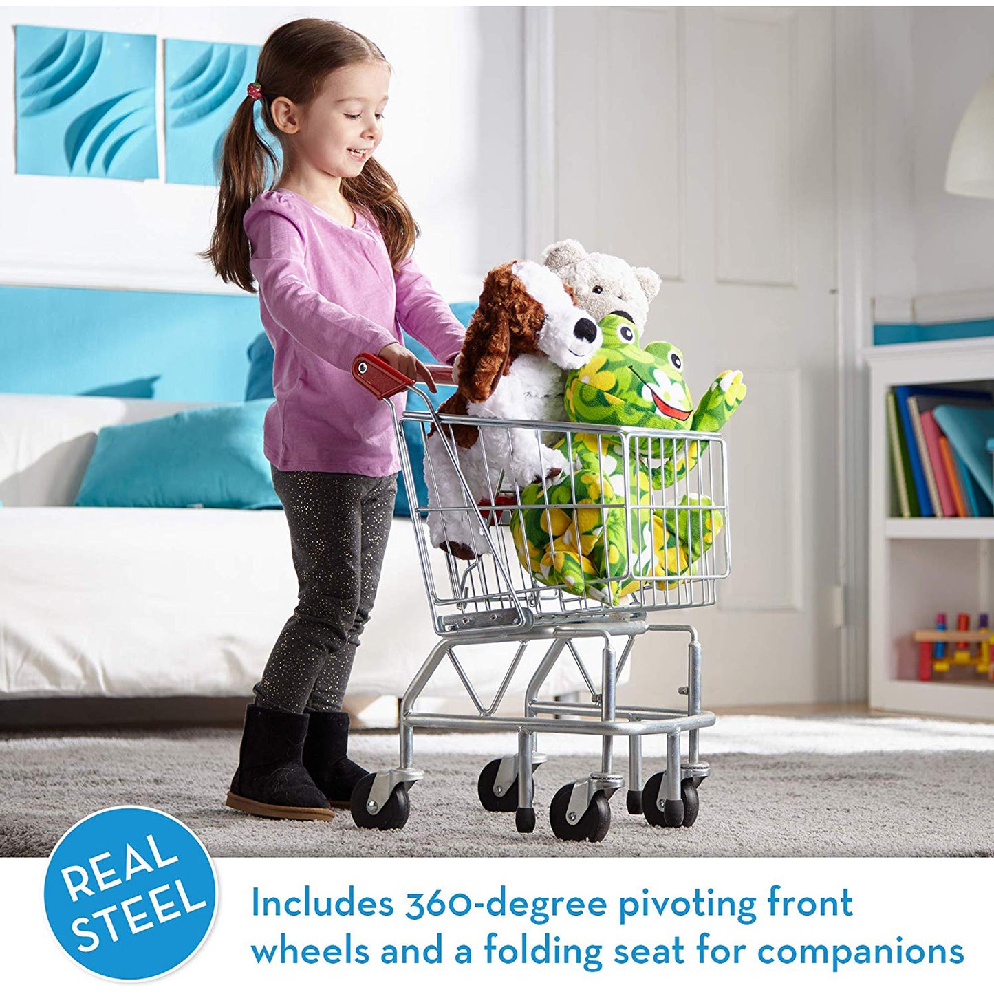 Melissa & Doug Deluxe Metal Shopping Cart Toy