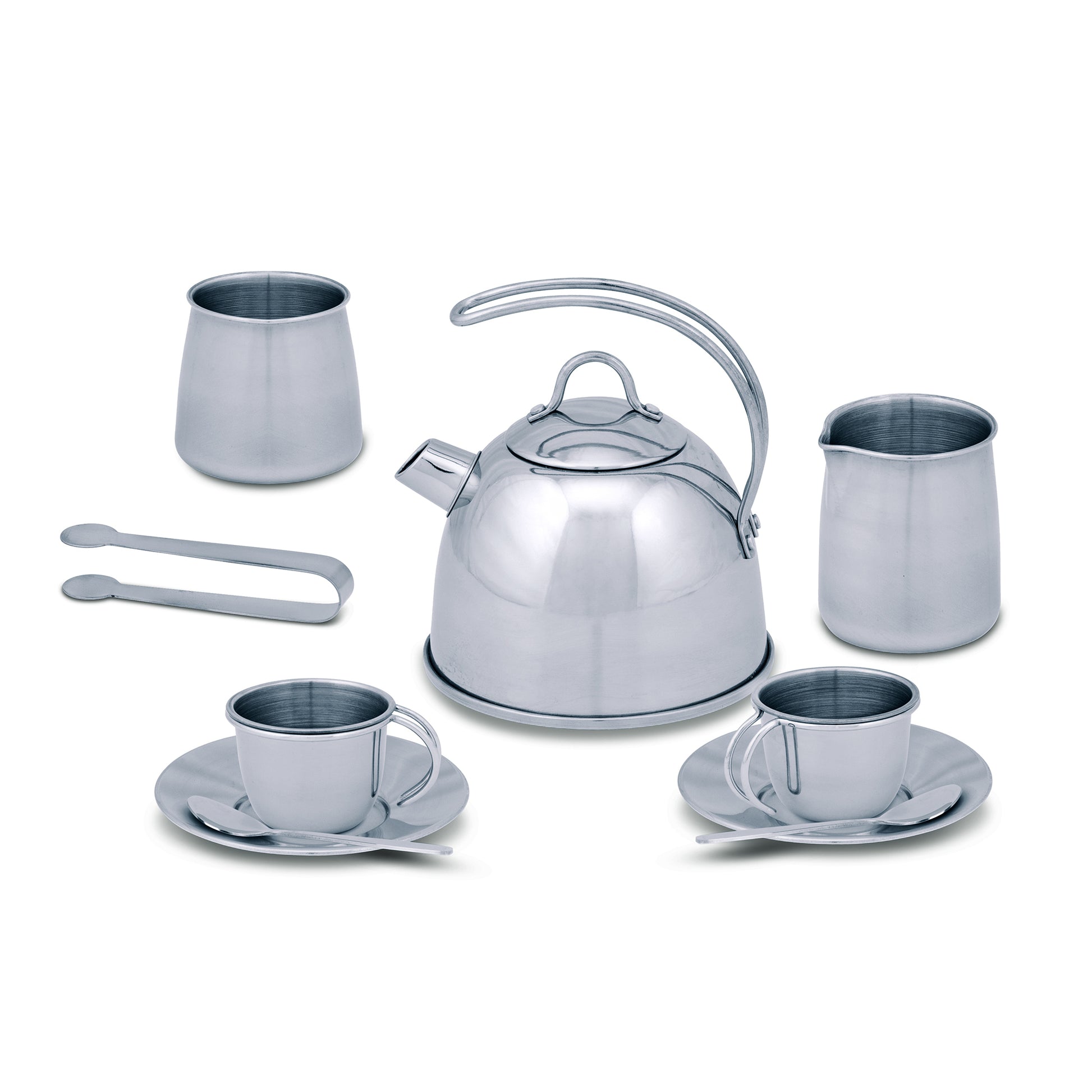 Melissa & Doug 11-Piece Stainless Steel Tea Set - Playtime Elegance