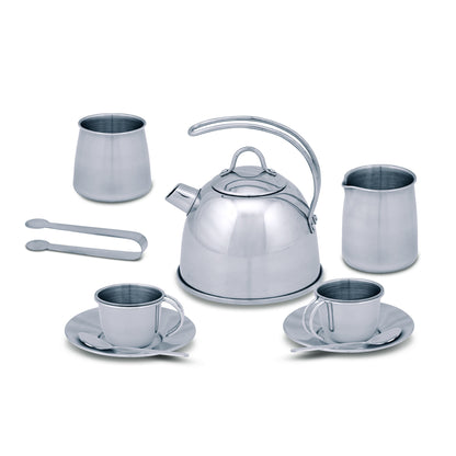 Melissa & Doug 11-Piece Stainless Steel Tea Set - Playtime Elegance