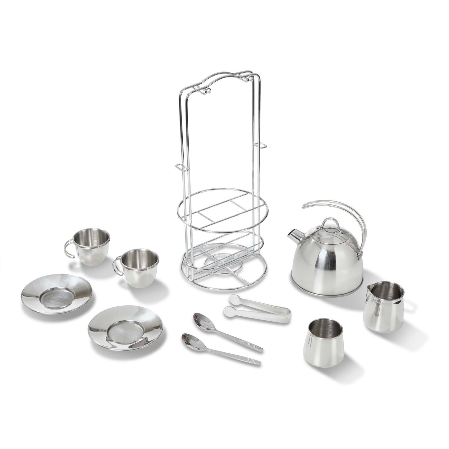 Melissa & Doug 11-Piece Stainless Steel Tea Set - Playtime Elegance