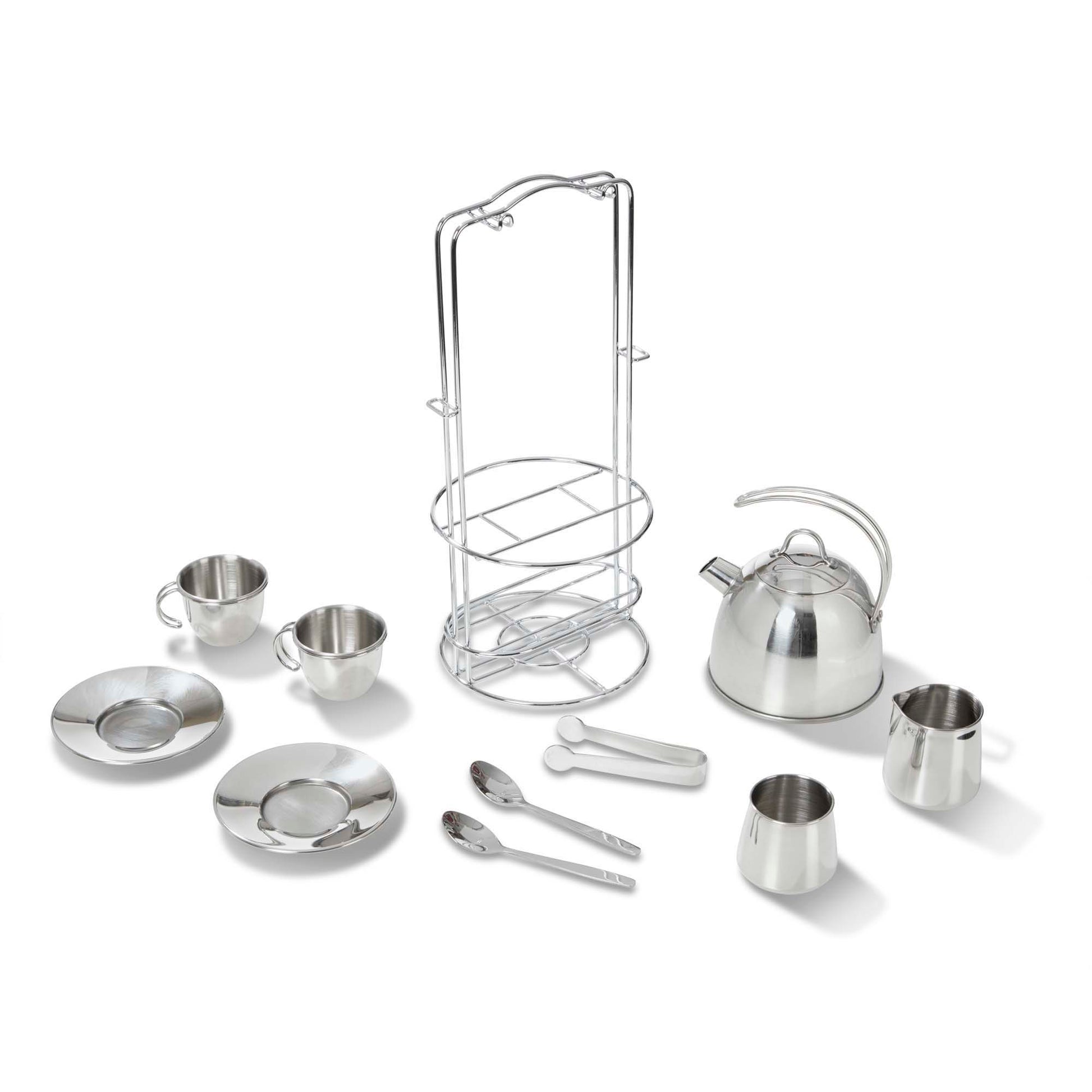 Melissa & Doug 11-Piece Stainless Steel Tea Set - Playtime Elegance