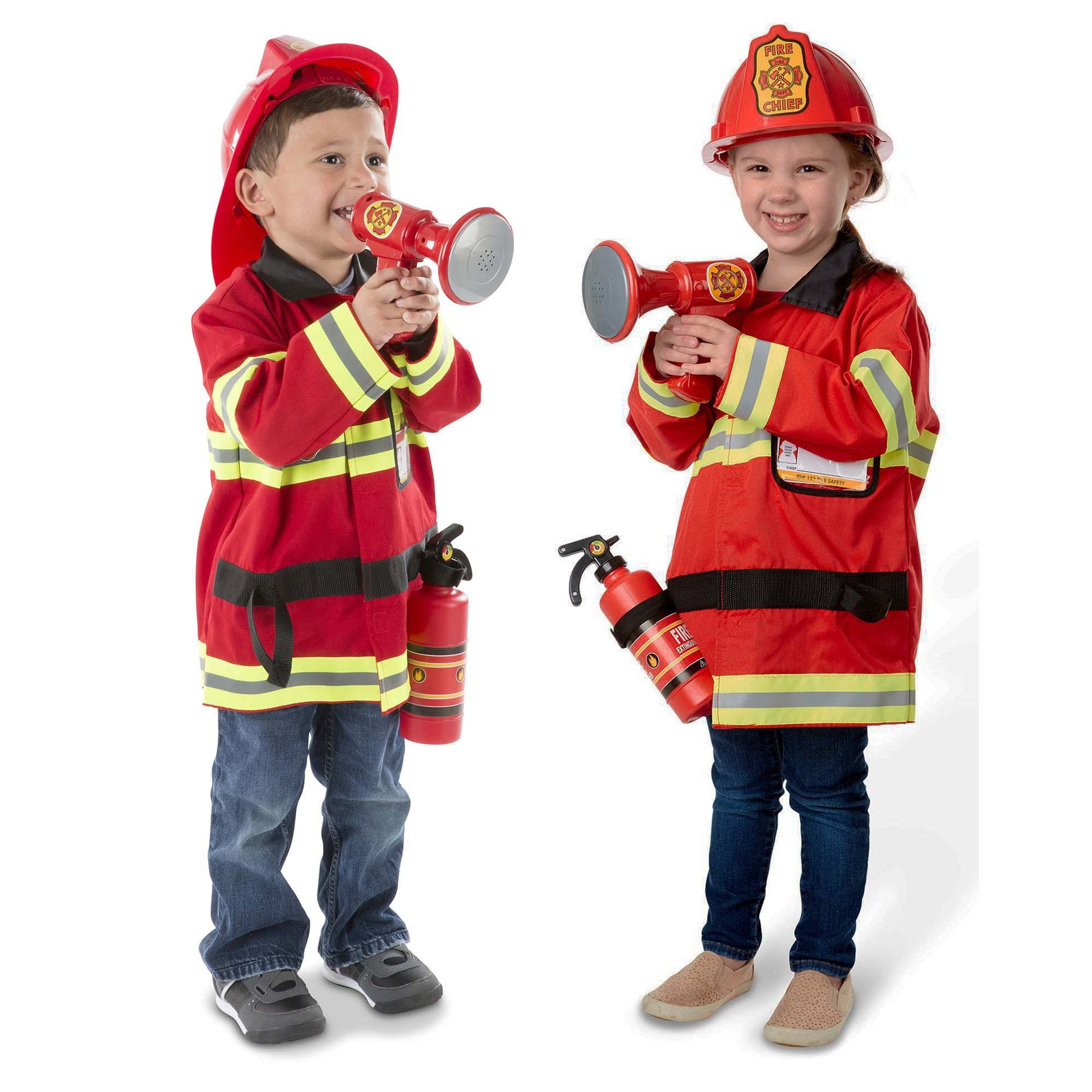 Melissa & Doug Fire Chief Role Play Costume Set - Reflective Red