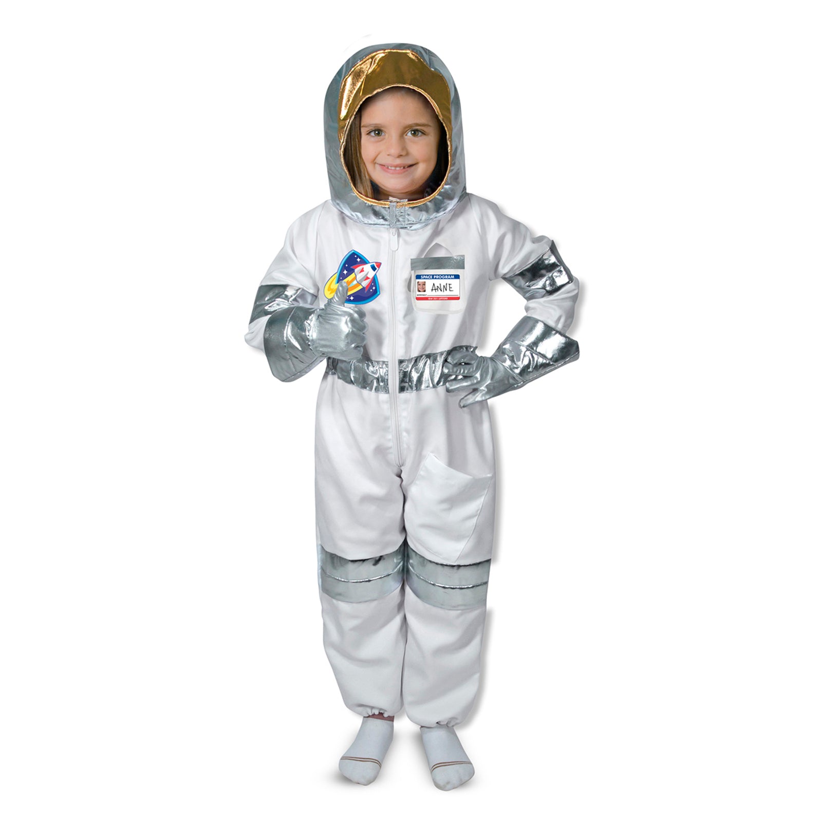 Melissa & Doug Astronaut Role Play Costume Set - Galactic Explorer - White & Silver