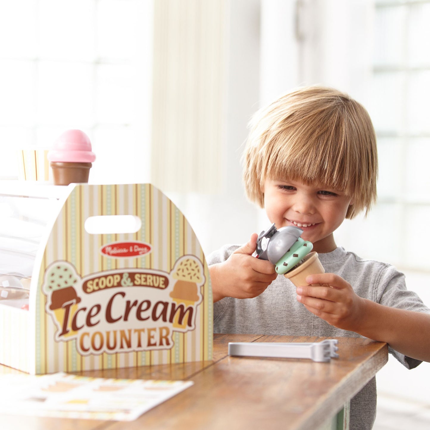 Melissa & Doug 28-Piece Wooden Ice Cream Play Set