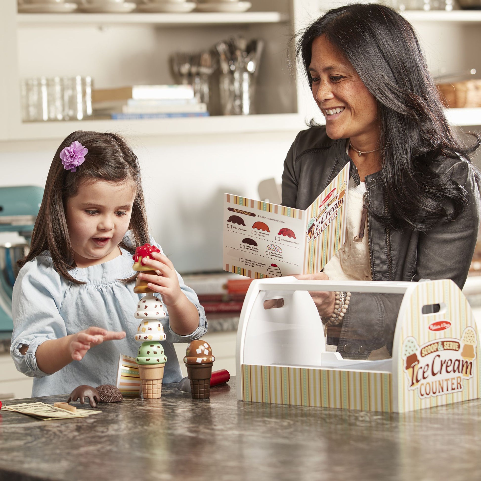 Melissa & Doug 28-Piece Wooden Ice Cream Play Set