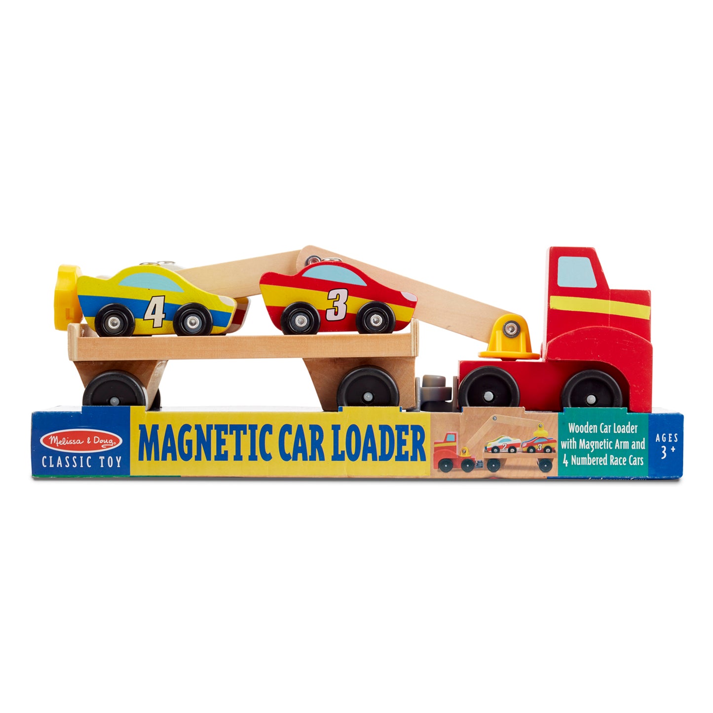 Melissa & Doug Magnetic Car Loader - Colorful Wooden Toy Set