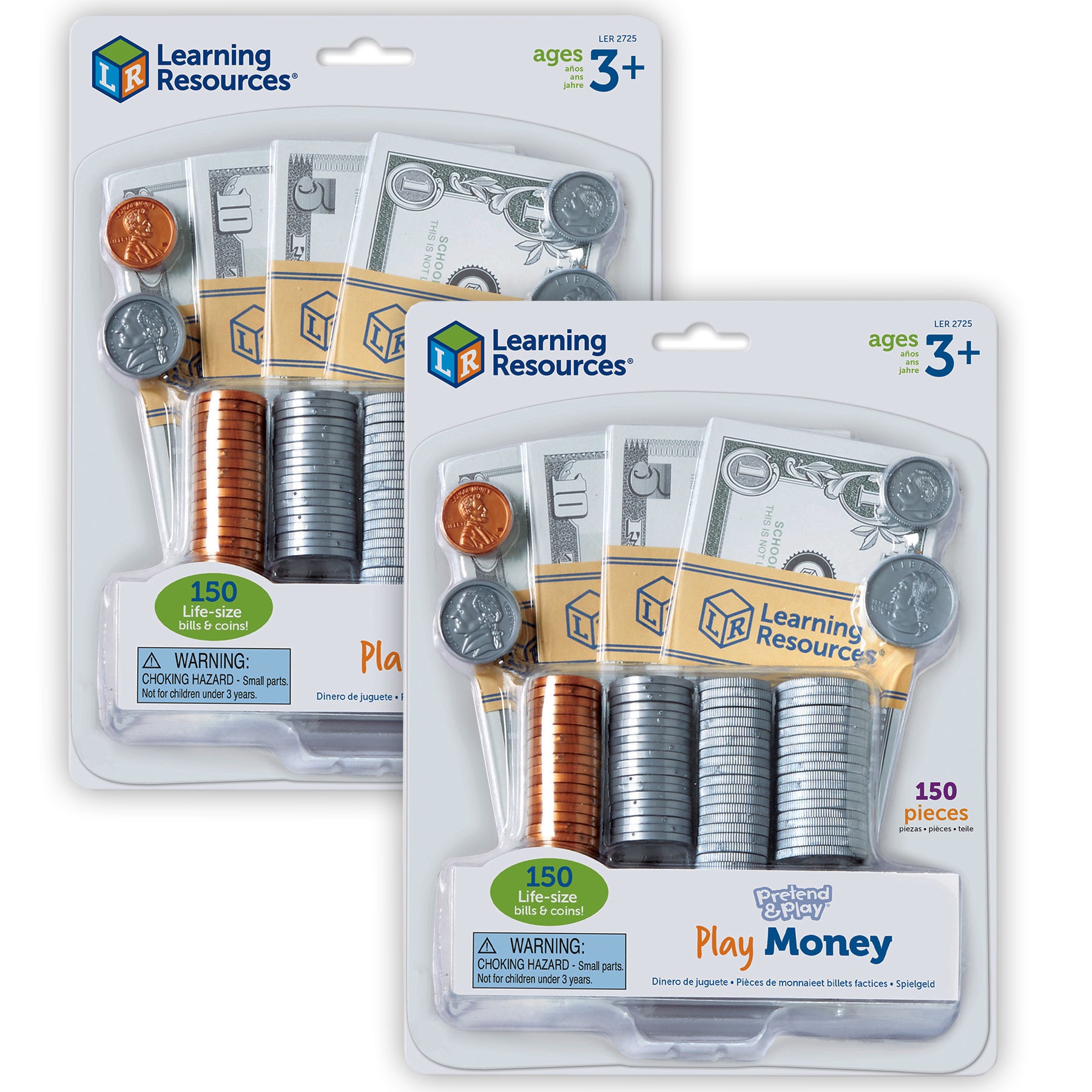 Learning Resources Pretend and Play Money - 300 Pieces of Play Bills and Coins
