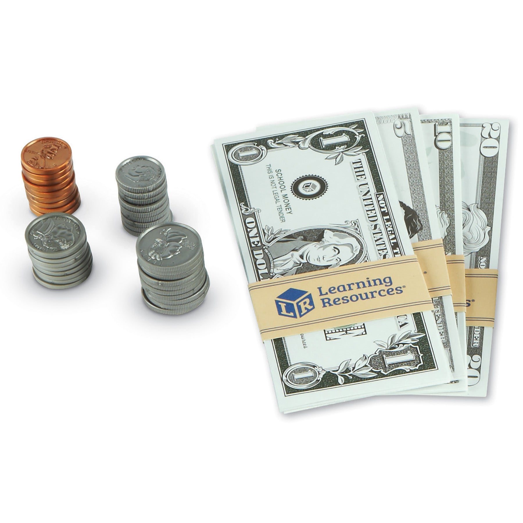 Learning Resources Pretend and Play Money - 300 Pieces of Play Bills and Coins